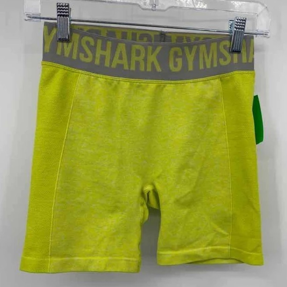 Gymshark‎ Womens Size S Flex Cycling Workout Shorts Lime Green Marl Light Grey